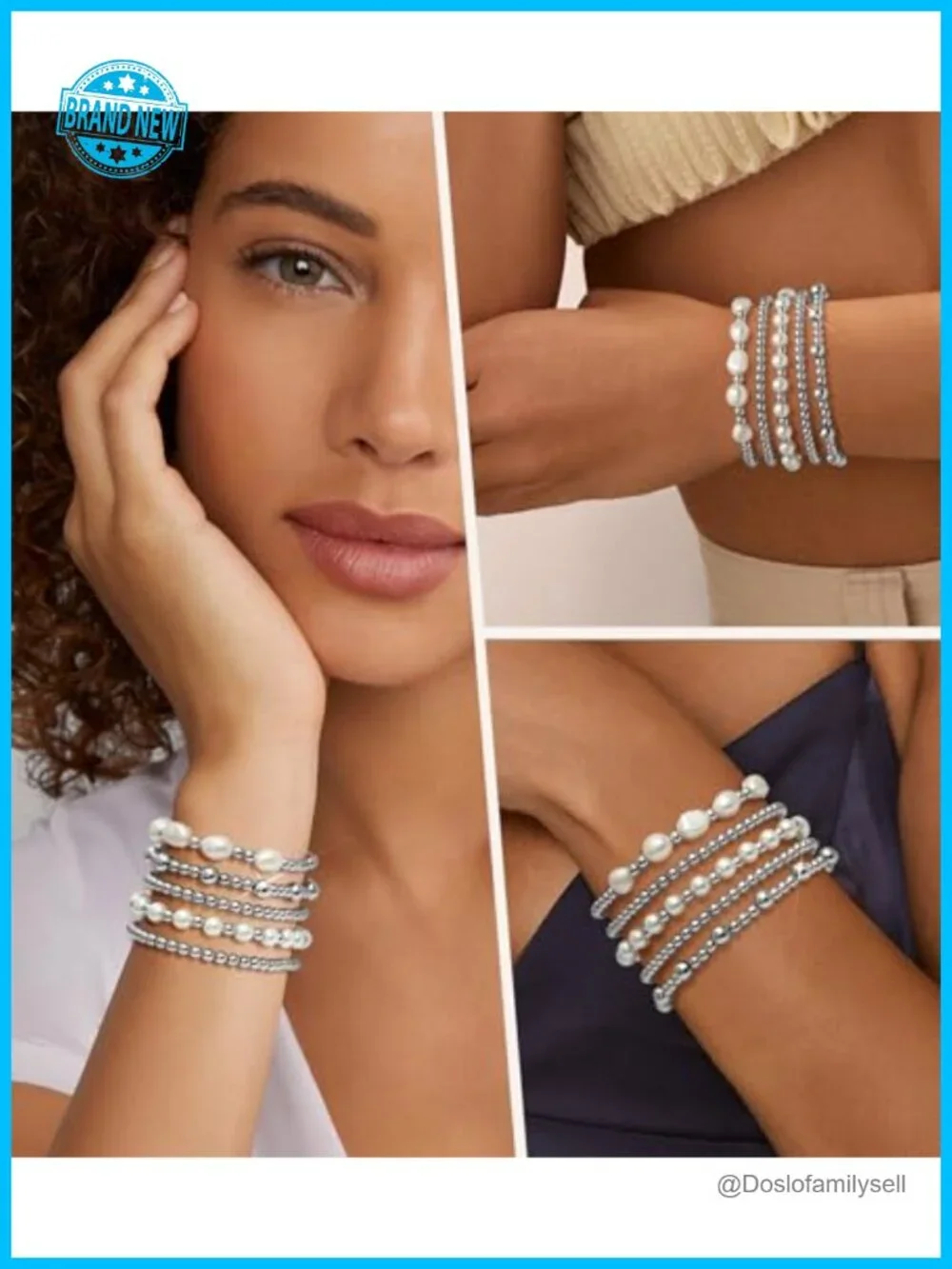 14K Gold Plated Beaded Bracelet Stack Set Stretch Bracelets for Women